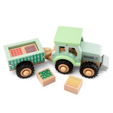 Traktor s valníkem a nákladem