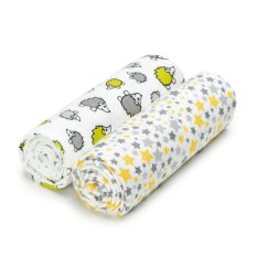 T-TOMI Cloth towels 100x80 cm, 2 pcs, gray hedgehogs