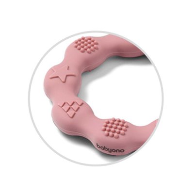 BABYONO Silicone teether Pink ring