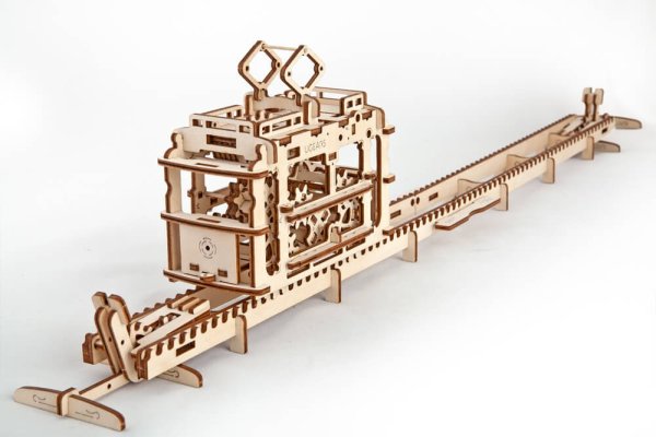 Ugears 3D Wooden Mechanical Puzzle Cable Car with Rails