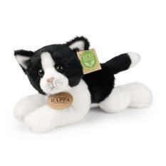 Rappa Plush Cat White and Black Lying 16 cm ECO-FRIENDLY