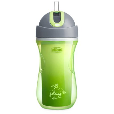 Kubek termiczny CHICCO Sport ze słomką 266 ml zielony 14m+