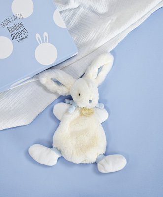 Doudou Conjunto de presente - Coelho de pelúcia azul 26 cm