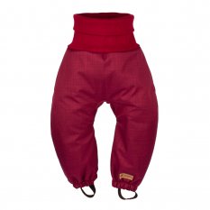 Detské rastúce zimné softshellové nohavice s baránkom Monkey Mum® - Vínová čiapočka