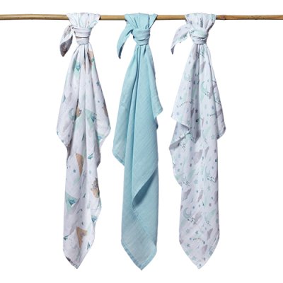 BABYONO Bambusz pelenka 3 db Kék, 70x70 cm