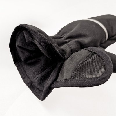 Guanti con pollice in softshell STRETCH Outlast® - nero-ricamo grigio