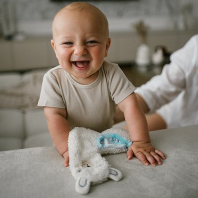 BABYONO Zabawka przytulanka Lama Lulu niebieska 0m+