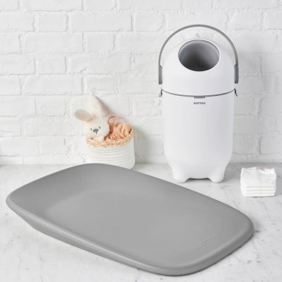 NATTOU Koš na pleny Dropy a přebalovací podložka Softy White/Grey 50x70 cm