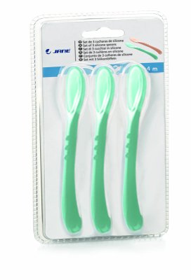 JANÉ Lot de 3 cuillères en silicone pâle