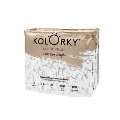 KOLORKY DELUXE VELVET Ekologiczne pieluszki jednorazowe o aksamitnej powierzchni S (3-6 kg) 200 szt. - MAGAZYN MIESIĘCZNY