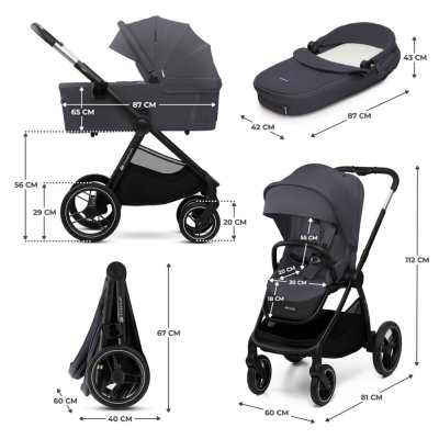 KINDERKRAFT Kombinirani voziček Nea 2 2v1 Dark Grey