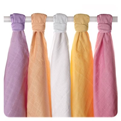 KIKKO Babywindeln aus Bio-Baumwolle Old Times 70x70 (5 Stück) – Pastelltöne, für Mädchen