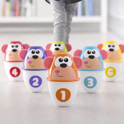 CHICCO Zabawne kręgle małpki 18m+ 6 szt