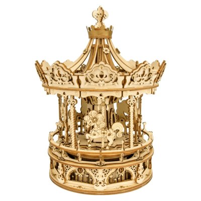 RoboTime Drewniane Puzzle 3D Pozytywka Romantyczna Karuzela