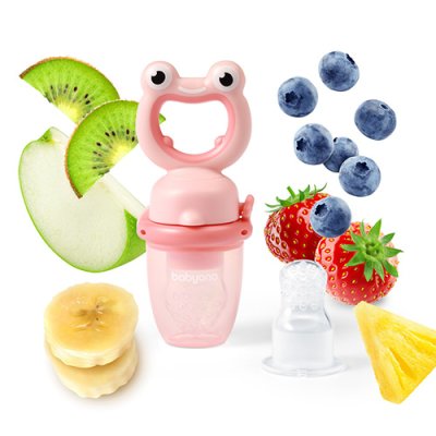 BABYONO Silikon-Schnuller zum Füttern von Frog Pink ab 6 Monaten