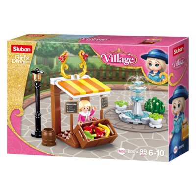 Sluban Girls Dream Village M38-B0870 Stand cu fructe de epocă și fântână