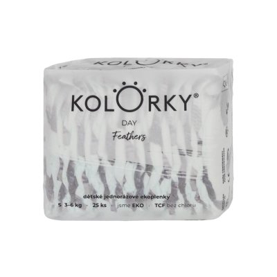 KOLORKY DAY Windeln Einweg Öko, Federn S (3-6 kg) 25 Stk