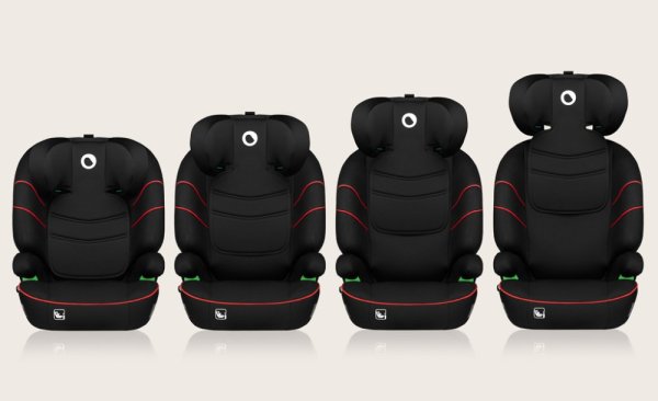LIONELO Bilbarnstol Lars i-Size (100-150 cm) Sporty Black Red