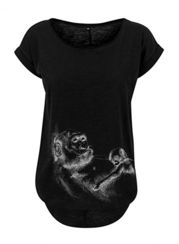 Tricou pentru alăptare Monkey Mum® negru - maimuță