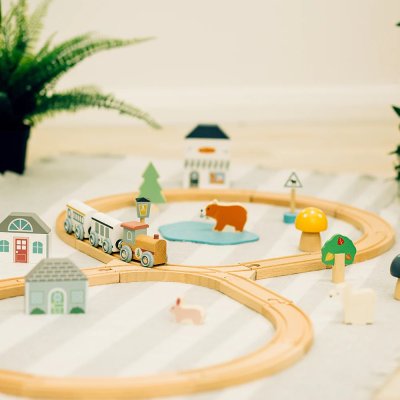 Circuito de Tren de Madera en el Bosque Bigjigs Toys