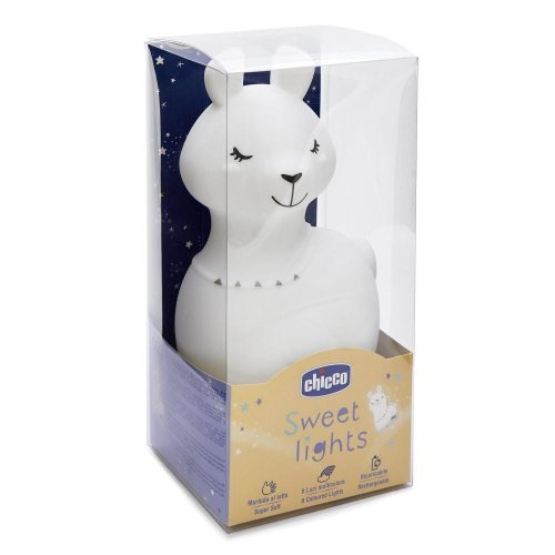 CHICCO Lampička noční světlo dobíjitelné, přenosné Sweet Lights - Lama