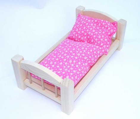 Houten poppenbed natuurlijk