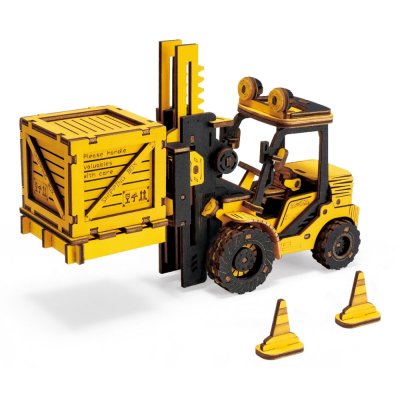 RoboTime Drewniane Mechaniczne Puzzle 3D Wózek Widłowy