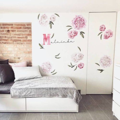Wall stickers - Peonies in shades of pink - small