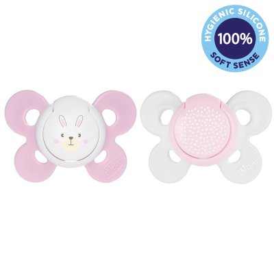 CHICCO Schnuller Physio Comfort Silikon 2-6m Mädchen - Häschen/Punkte 2 Stk.