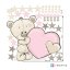 Väggklistermärke för en liten tjej - Nallebjörn med rosa hjärta
