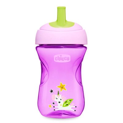 Kubek CHICCO Advanced ze słomkowym ustnikiem 266 ml fioletowy 12m+