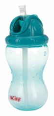 NUBY Cană necurgătoare cu paie pliabilă și 360 ml, 12 m+ verde