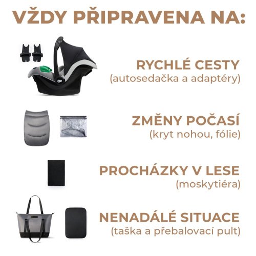 KINDERKRAFT SELECT Детска количка комбинирана 3 в 1 Prime 2 Shadow Grey, Premium