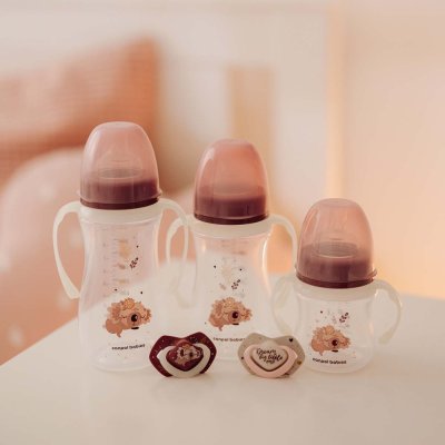CANPOL BABIES Anti-Kolik-Flasche mit leuchtenden Griffen EasyStart Sleepy Koala 120 ml rosa