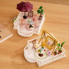 RoboTime Puzzle de madera 3D Extensión para casas en miniatura Terraza con sombrilla