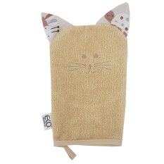 EKO Myjka bawełniana z zakładkami Kot Beżowy 20x15 cm