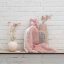 NATTOU Coperta in peluche con animale domestico lapida rosa antico ananas + bianco 50 cm x 50 cm