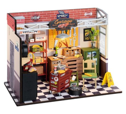 RoboTime Drewniane puzzle 3D Miniatura domku Garaż