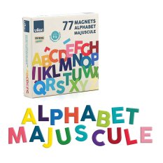Vilac Alfabeto magnetico in legno, lettere maiuscole, 77 pz