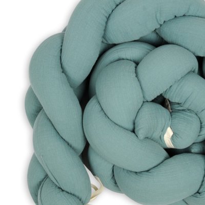 BABYMATEX Nestchen für Babybett Musselin geflochtenes Zopf - grün 200 cm