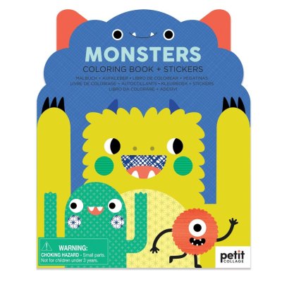 Petit Collage Livro de Colorir com Autocolantes Monstros