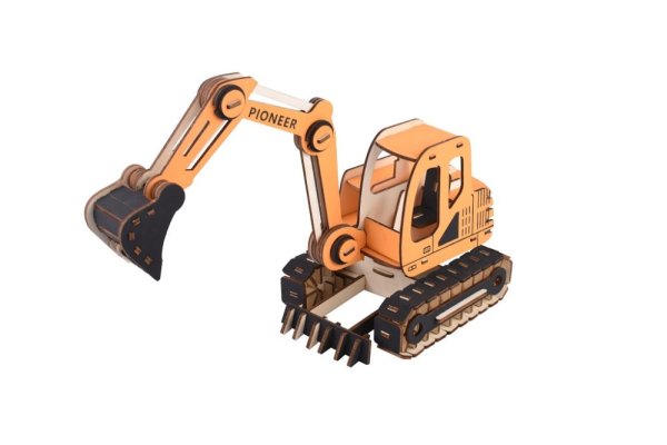 Woodcraft Puzzle 3D de Madeira Escavadora laranja