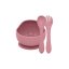 PETITE&MARS Juego de comedor silicona TAKE&MATCH 2 cuencos + cubiertos Dusty Rose 6m+