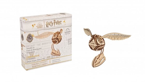 Ugears Puzzle 3D de madera mecánica Snitch Dorada, Harry Potter