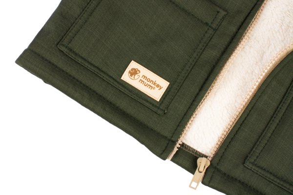 Casaco softshell para criança com forro polar Monkey Mum® - Caçadorzinho cáqui