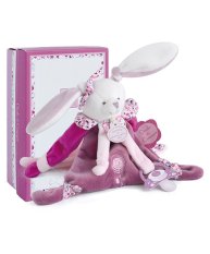 Doudou Zestaw prezentowy - Zabawka z uchwytem na smoczek króliczek 17 cm