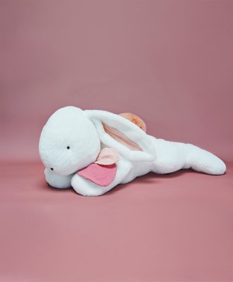 Doudou Pluszowy królik z ciemnoróżowym pomponem 80 cm