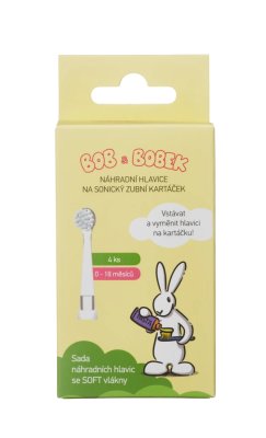 BOB A BOBEK Wymienna końcówka do szczoteczki sonicznej 0-18 miesięcy, 4 szt
