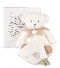 Doudou Geschenkset Plüsch Teddybär mit Decke 30 cm rosa