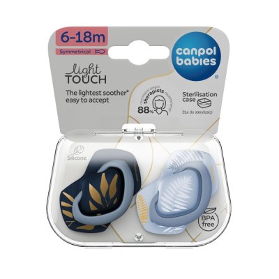 CANPOL BABIES Silikon Schnuller Symmetrisch Light touch GOLD 6-18m 2Stk blau